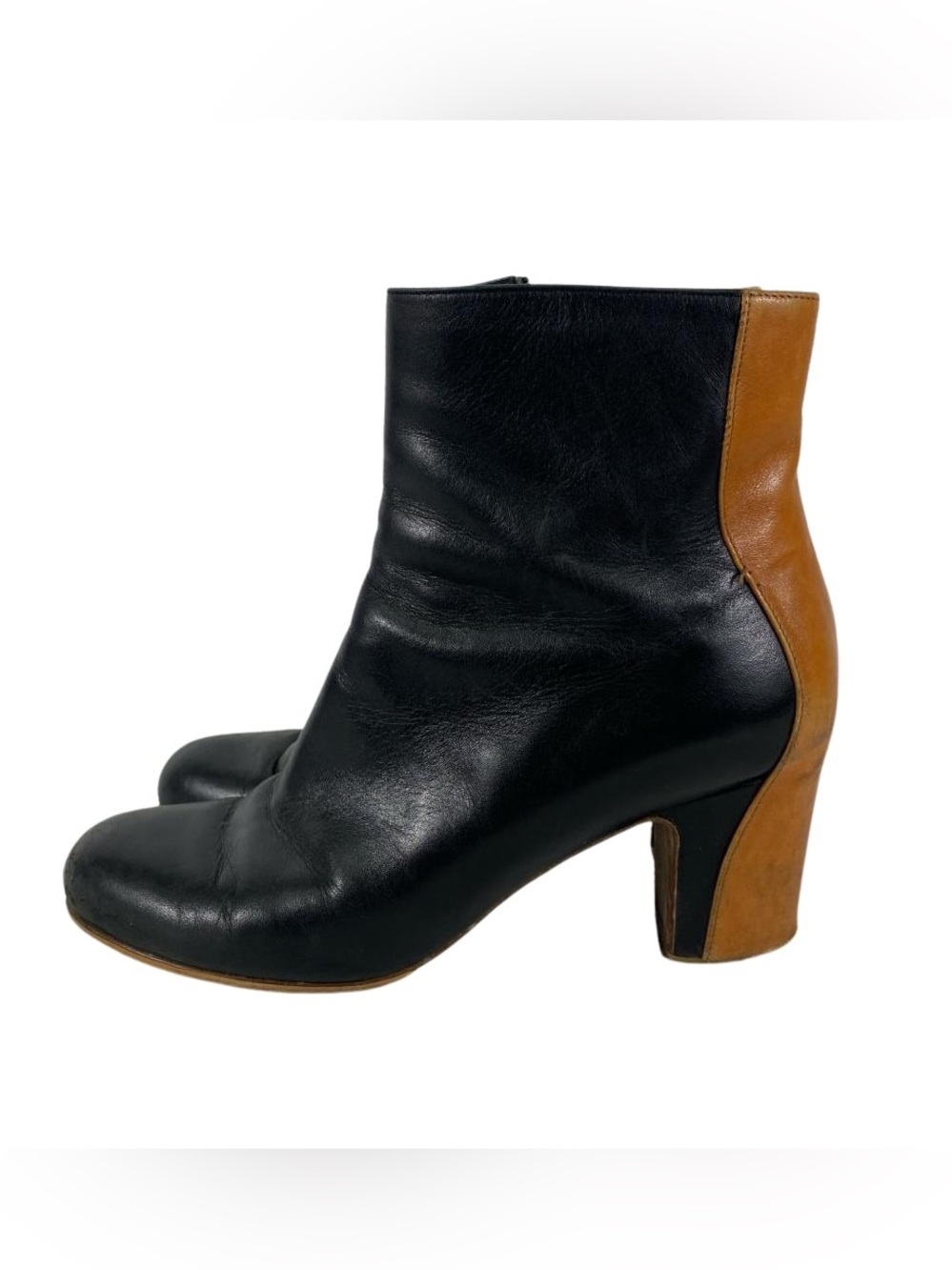 Maison Margiela Black and Tan Leather Ankle Boots